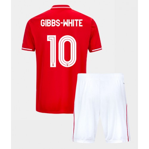 Stroje piłkarskie Nottingham Forest Morgan Gibbs-White #10 Koszulka Podstawowej dla dzieci 2025-26 Krótki Rękaw (+ szorty)